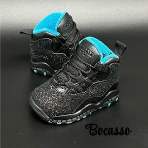 Jordan Air Jordan 10 unisex High Top Athletic Sneakers custom glitter US 4C